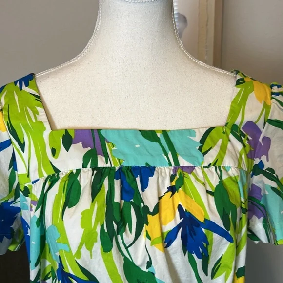 Maggy London | Soft White Floral Short Puff Sleeve A-Line Pockets | 10 - Picture 5 of 13